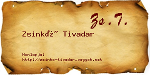 Zsinkó Tivadar névjegykártya